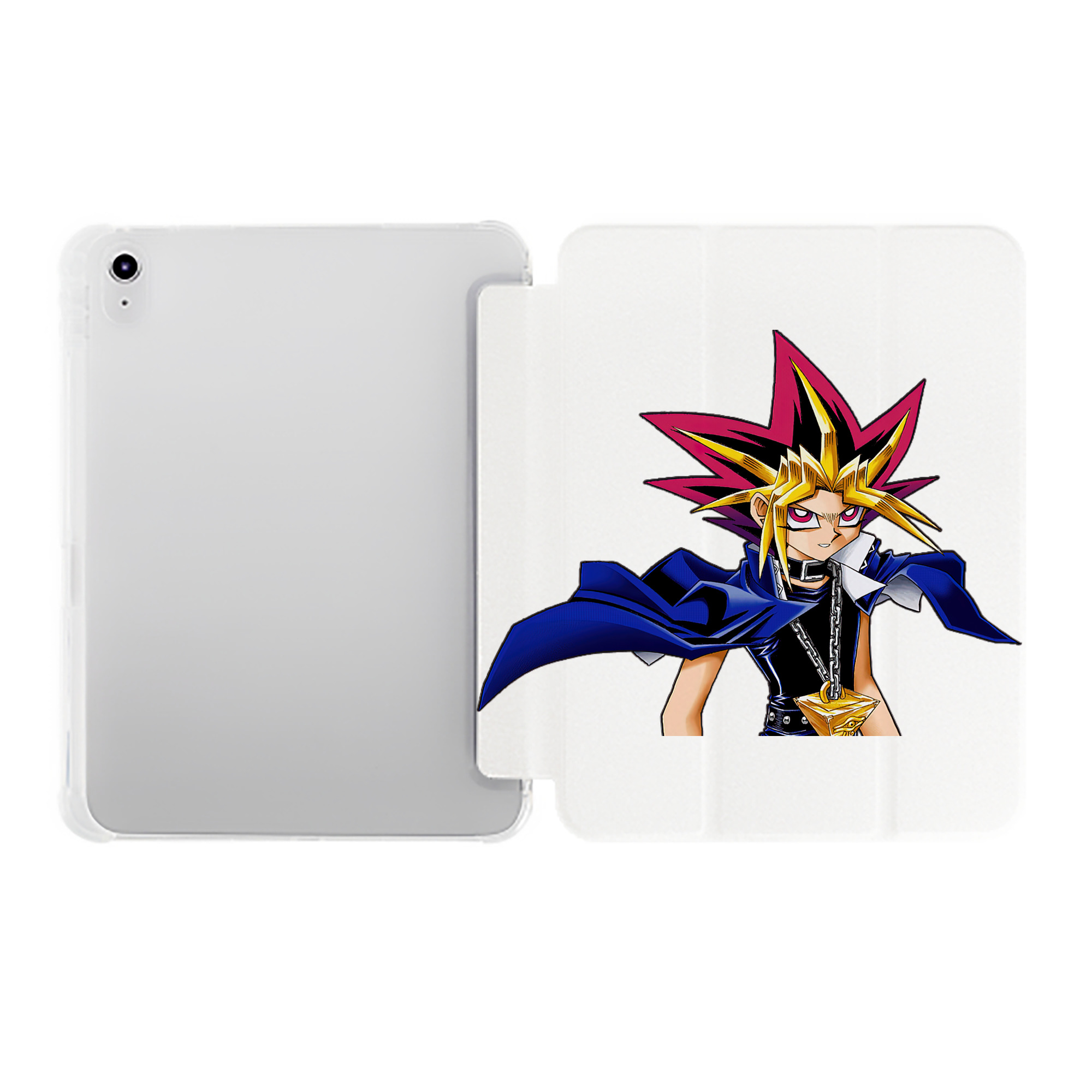 （画像用） 遊☆戯☆王 Yu-Gi-Oh! IPad ケース ペン収納付き 三つ折りスタンド PUレザー×シリコン 対応機種9.5/10.5/10.9インチ